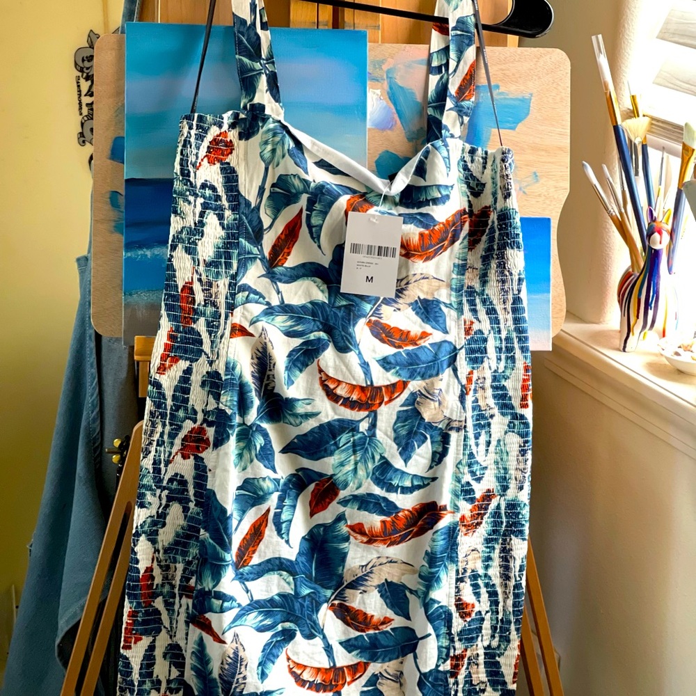 Tropical ribbed minidress